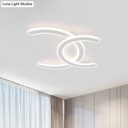 White Double C-Shape Led Ceiling Lamp - Simple & Stylish Mount Light In Warm/White / Warm