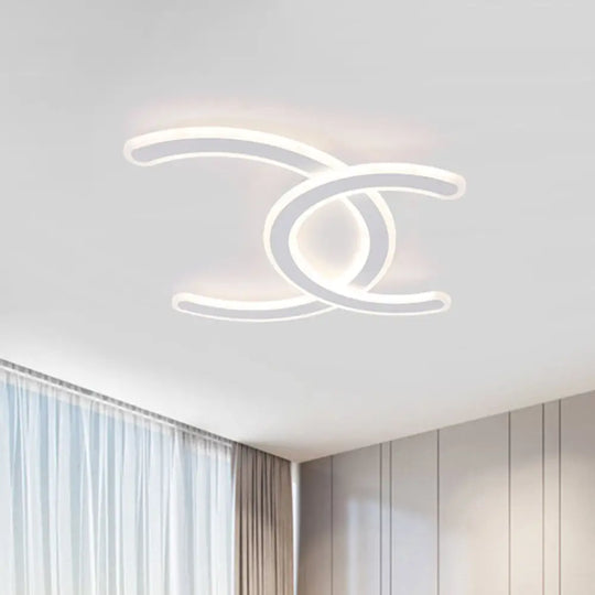 White Double C - Shape Led Ceiling Lamp - Simple & Stylish Mount Light In Warm/White / Warm