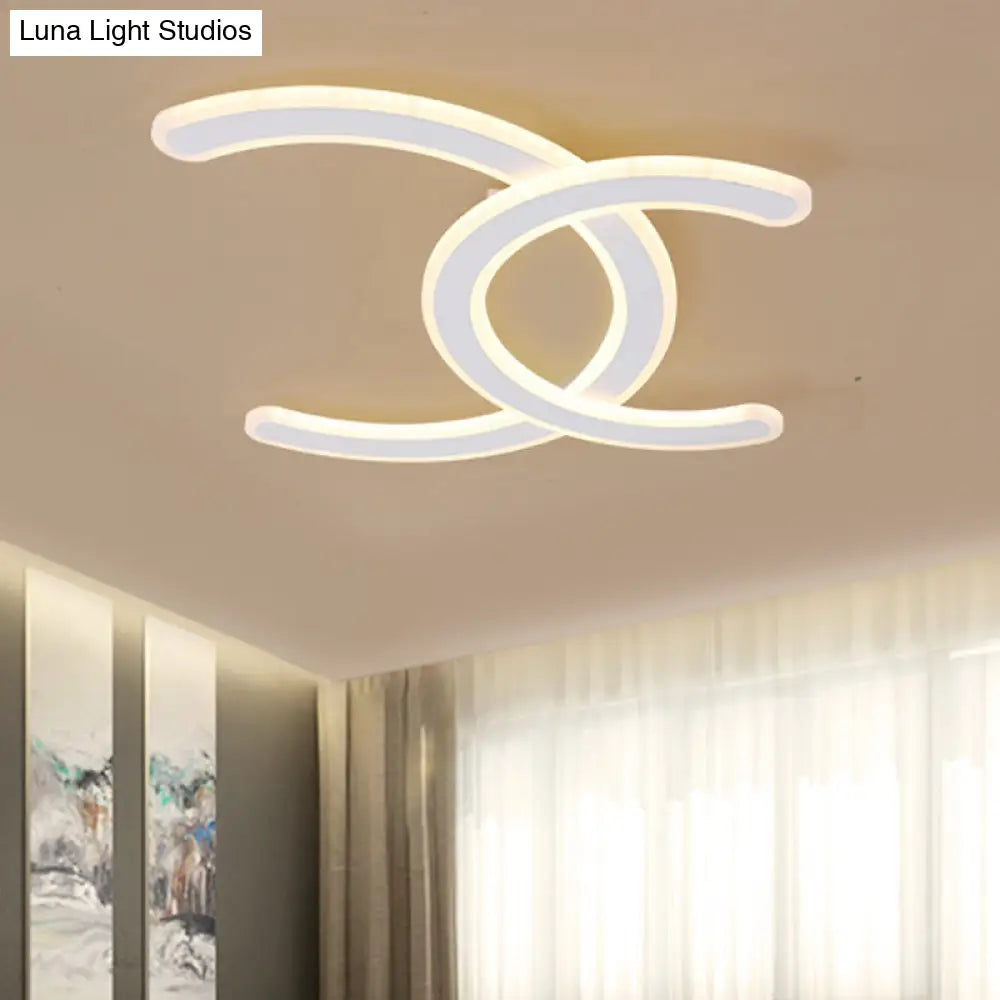 White Double C - Shape Led Ceiling Lamp - Simple & Stylish Mount Light In Warm/White