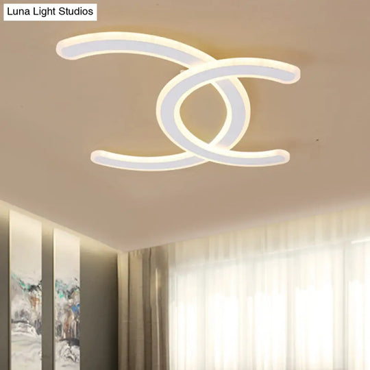 White Double C-Shape Led Ceiling Lamp - Simple & Stylish Mount Light In Warm/White