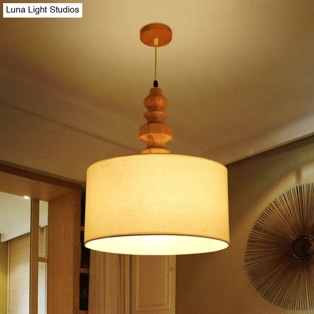 Modern White Drum Pendant Light For Dining Table