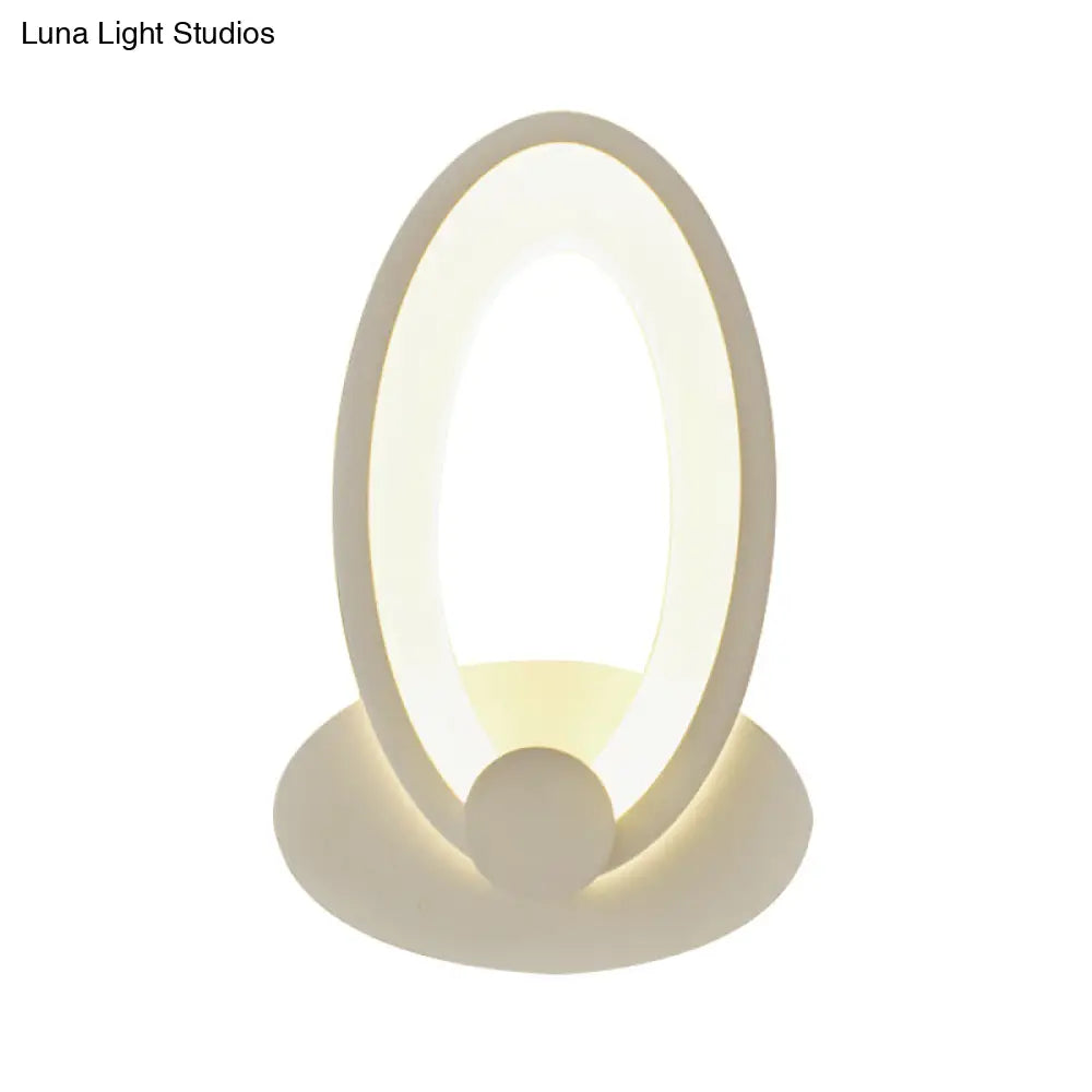 White Egg-Shaped Led Wall Sconce For Bedside Simple Acrylic Style