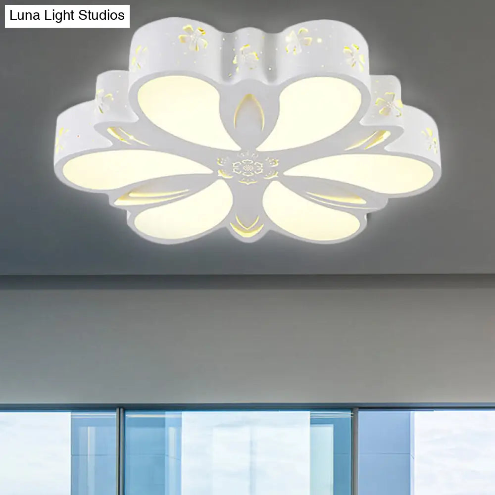 White Etched Petal Metal Ceiling Light For Kids Bedroom Or Bathroom / C