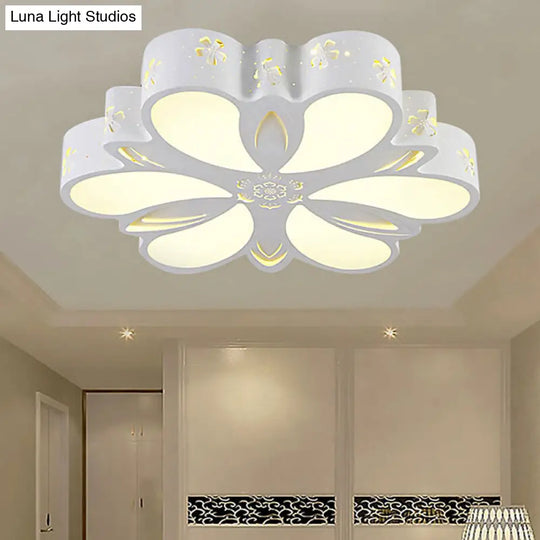 White Etched Petal Metal Ceiling Light For Kids Bedroom Or Bathroom