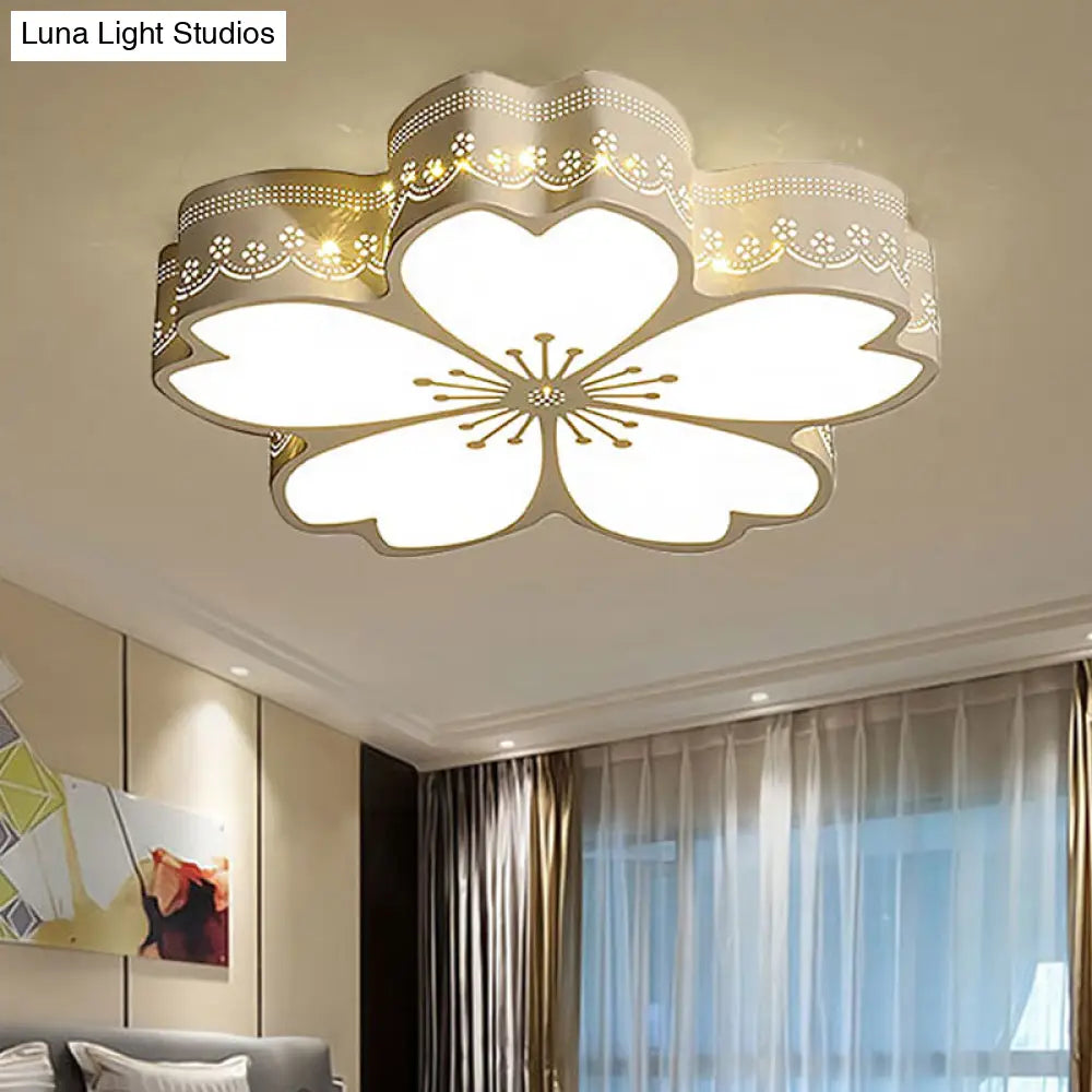 White Etched Petal Metal Ceiling Light For Kids Bedroom Or Bathroom