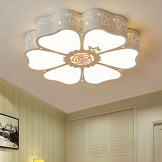 White Etched Petal Metal Ceiling Light For Kids’ Bedroom Or Bathroom / B