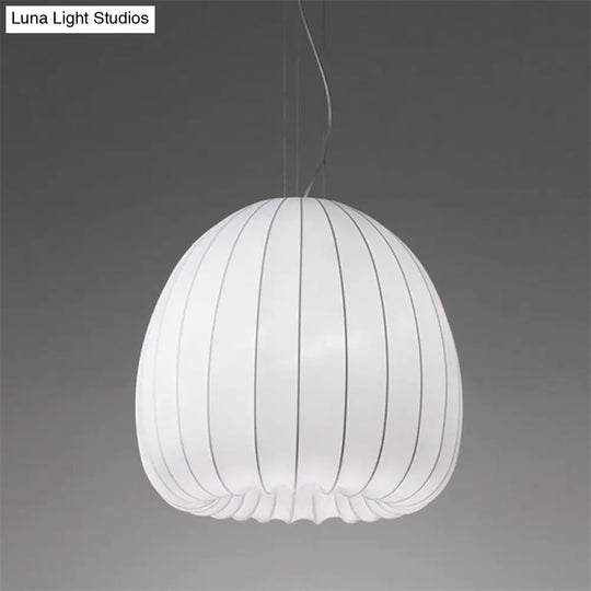 Simple White Fabric Pendant Light For Table - 1-Light Hemisphere Drop Ceiling Lamp