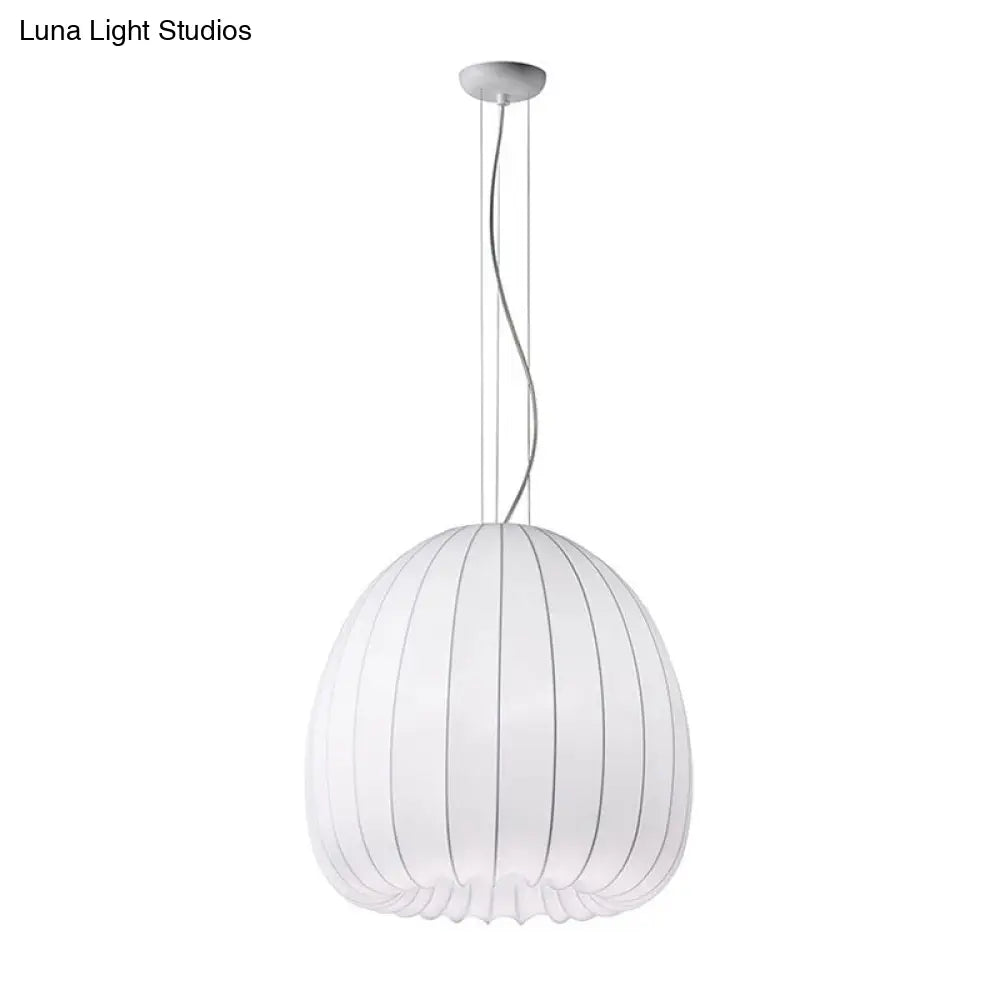 Simple White Fabric Pendant Light For Table - 1-Light Hemisphere Drop Ceiling Lamp