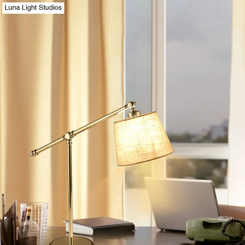 White Fabric Led Reading Light For Bedroom: Contemporary Cone Task Lighting