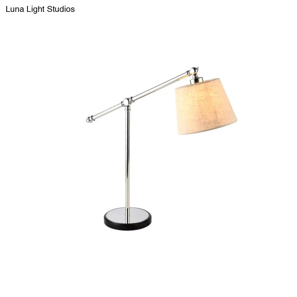 White Fabric Led Reading Light For Bedroom: Contemporary Cone Task Lighting