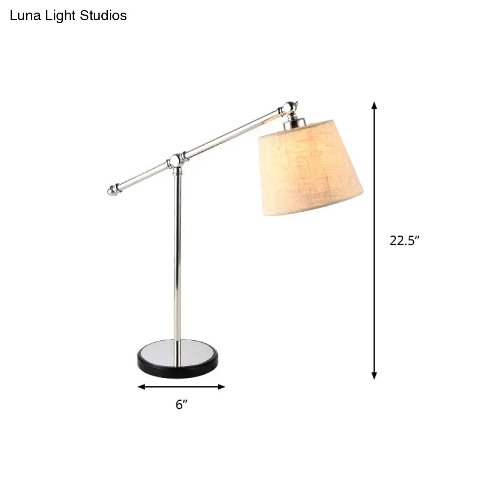 White Fabric Led Reading Light For Bedroom: Contemporary Cone Task Lighting