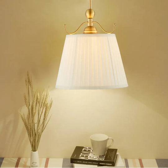 White Fabric Pendant Lamp: Classic Chandelier For Dining Room 1 Light 11/15 Wide / 15