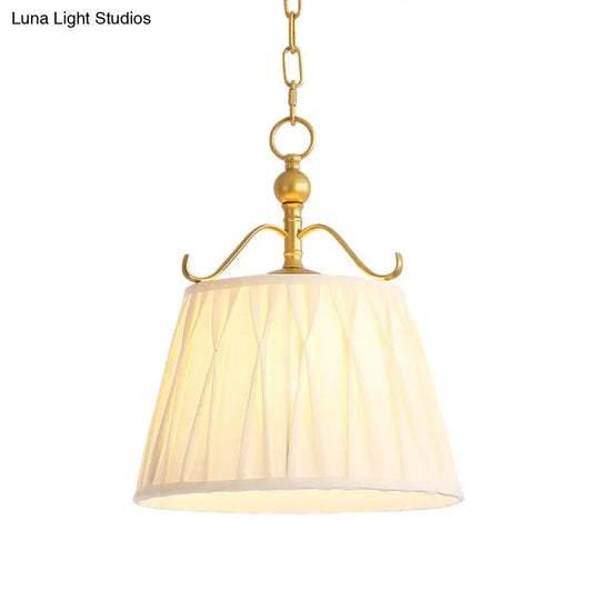 White Fabric Pendant Lamp: Classic Chandelier For Dining Room 1 Light 11/15 Wide