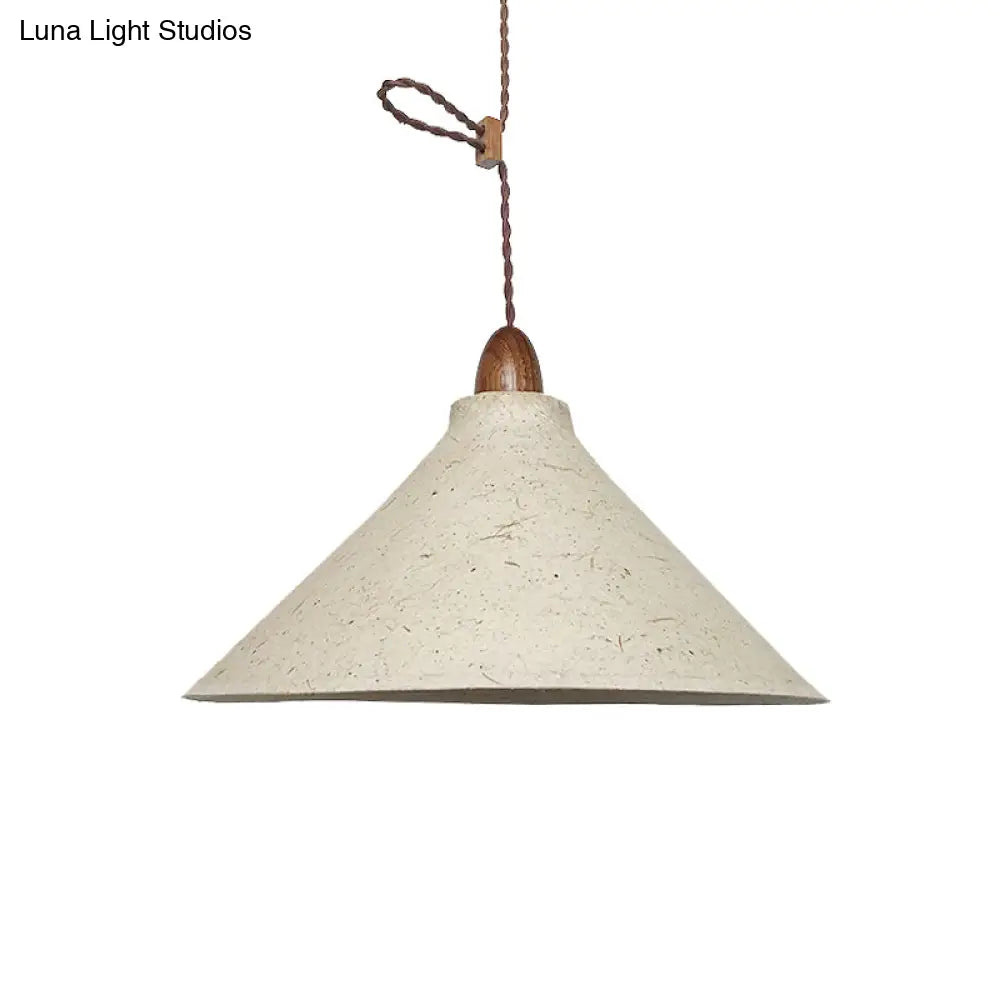 White Fabric Shade Restaurant Pendant Hanging Lamp