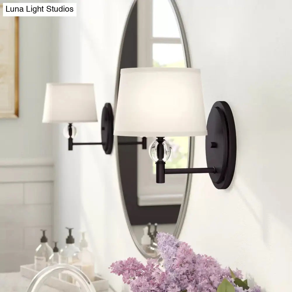 White Fabric Wall Sconce Light: Modern Style With Crystal Ball Deco