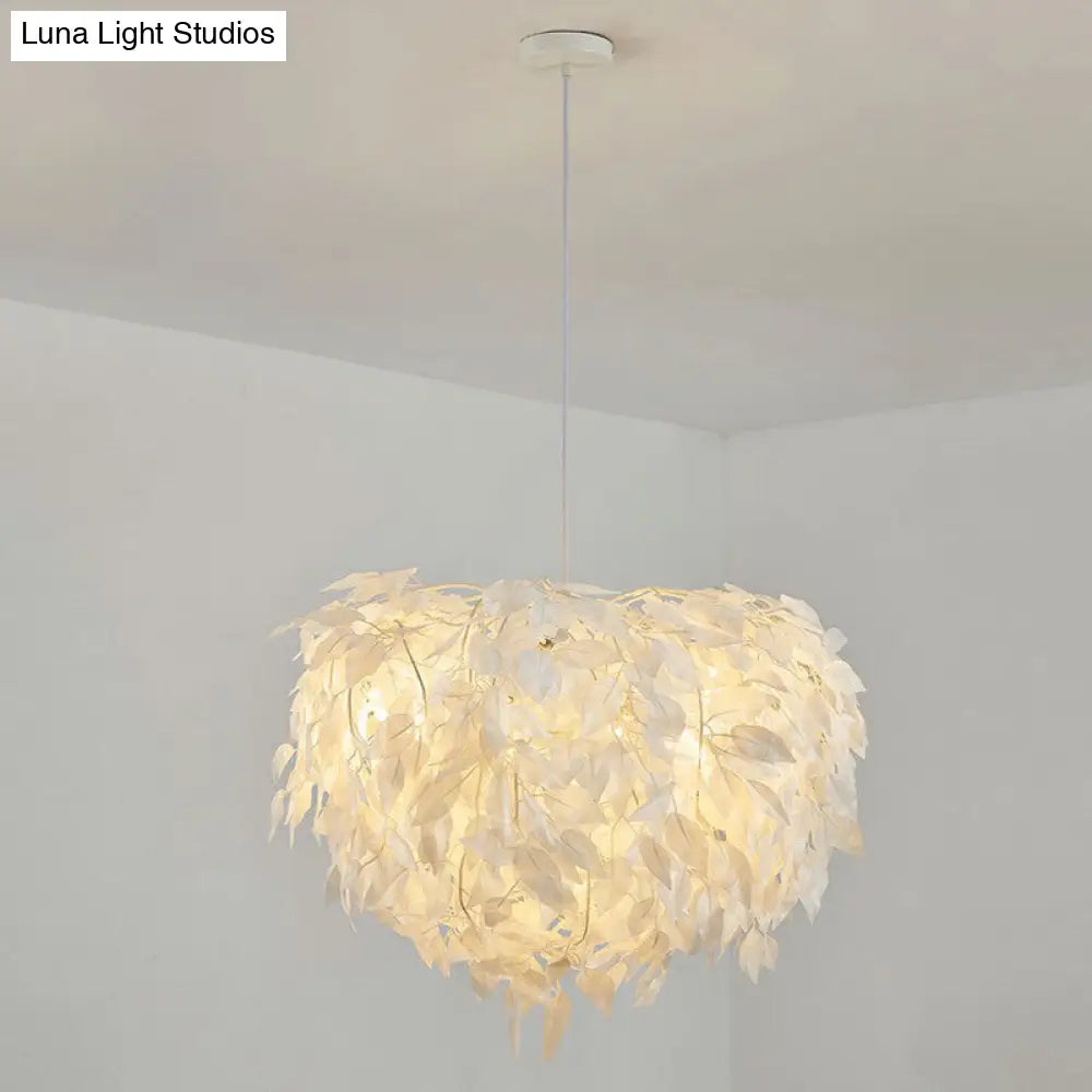 White Feather Hanging Lamp For Simple & Stylish Girls Bedroom Ceiling Lighting / F