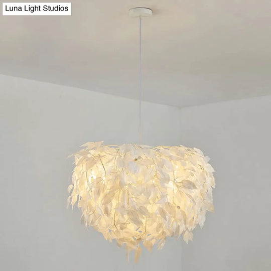 White Feather Hanging Lamp For Simple & Stylish Girls Bedroom Ceiling Lighting / F