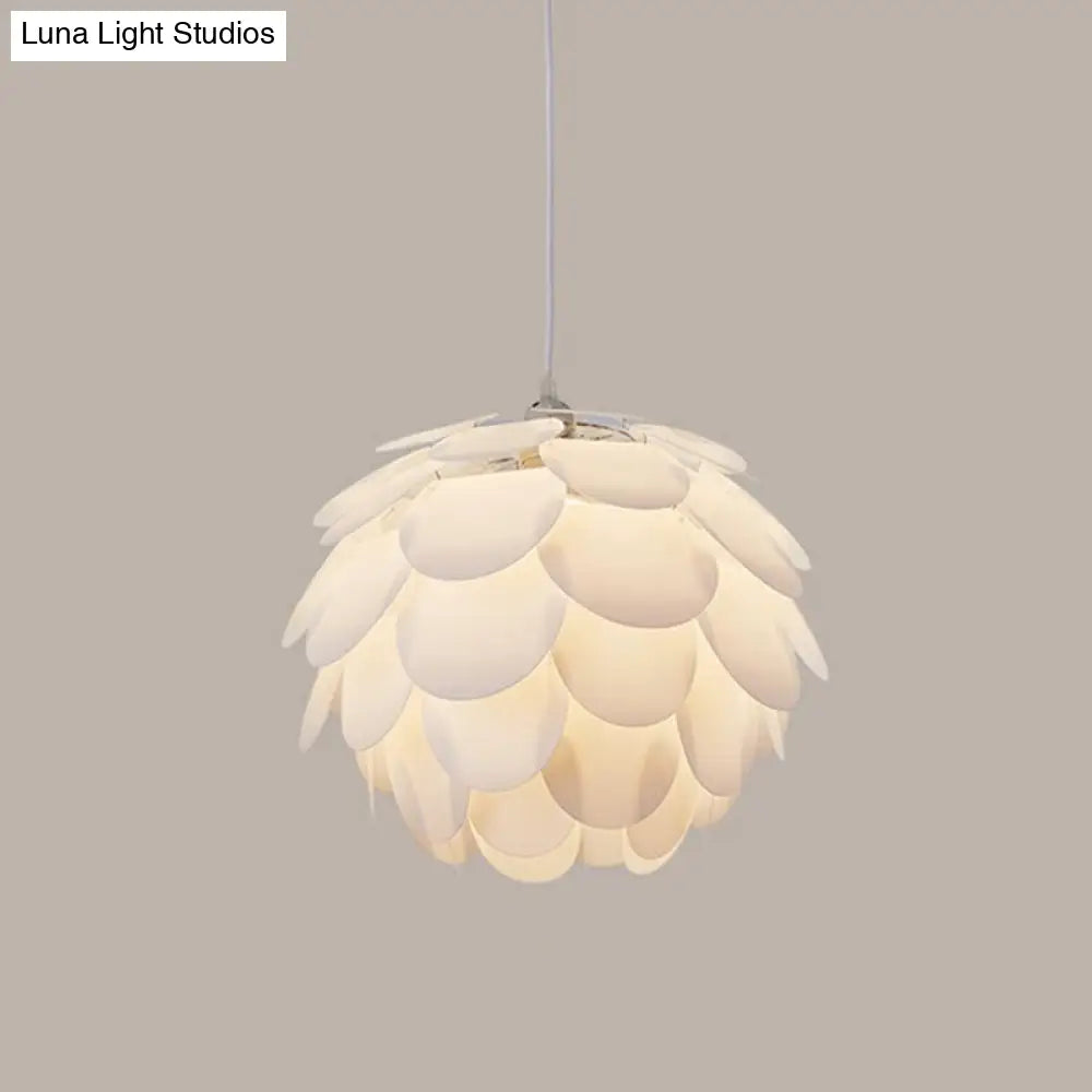 White Feather Hanging Lamp For Simple & Stylish Girls Bedroom Ceiling Lighting / E