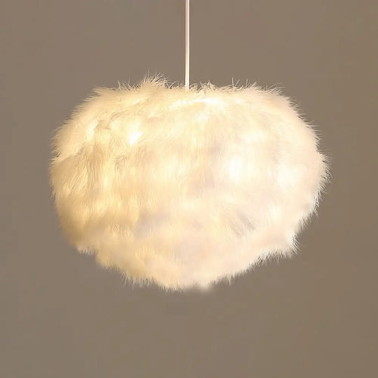 White Feather Spherical Chandelier - Simplicity For Dining Room Ceiling / 12