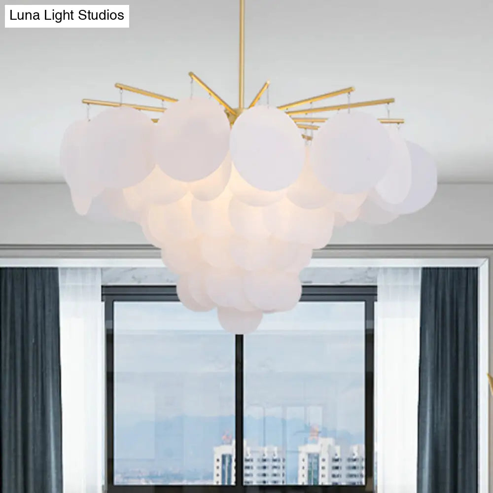 White Flaky Chandelier - Wide 25/25.5/34 Simple 4 Lights Acrylic Pendant For Bedroom