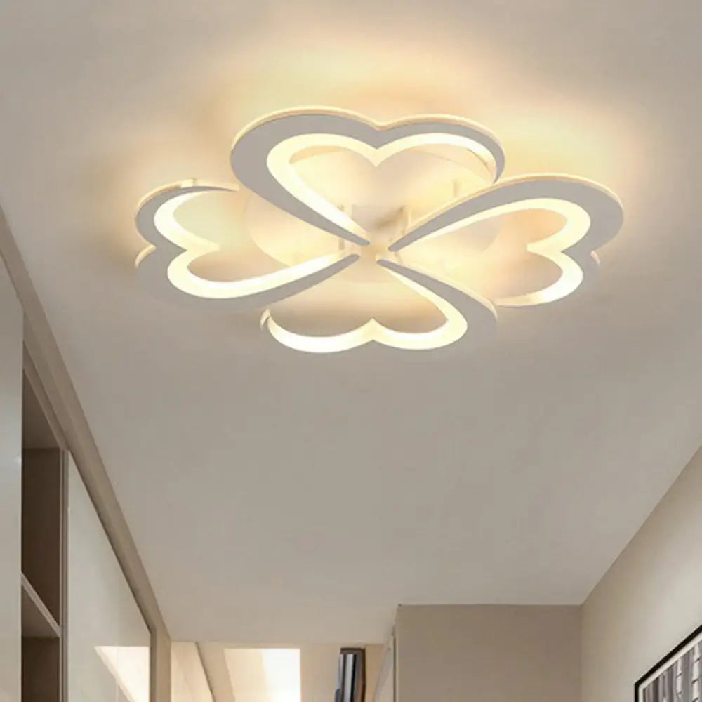 White Floral Led Ceiling Light For Minimalist Living Rooms 4 / Warm