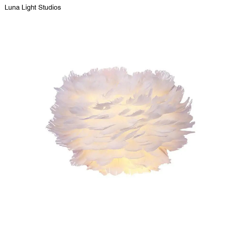 White Floral Wall Mount Light - Minimalist Feather Sconce For Bedroom