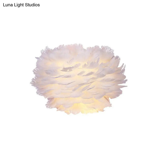 White Floral Wall Mount Light - Minimalist Feather Sconce For Bedroom