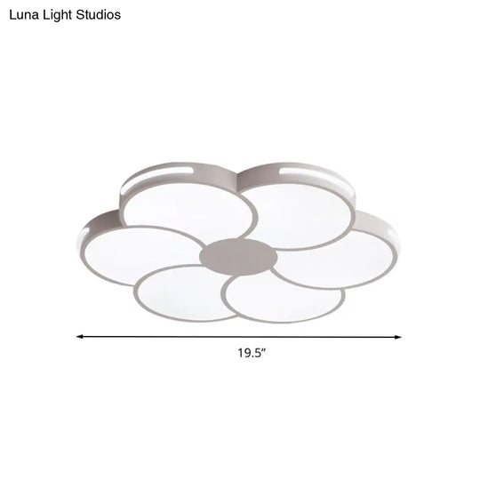 White Flower Shade Led Flush Mount Light Fixture For Hallway With Macron Style Acrylic Design