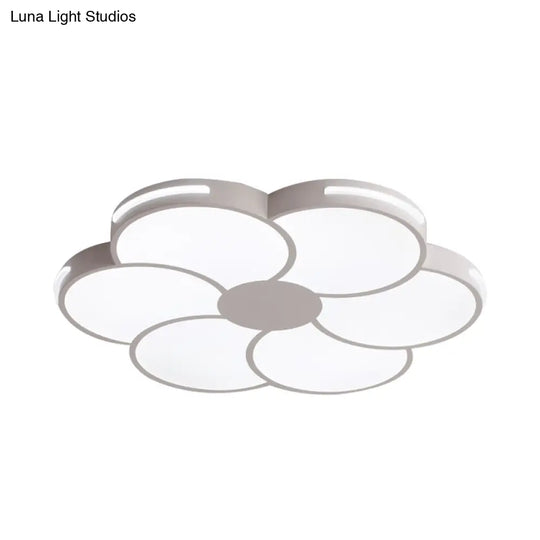 White Flower Shade Led Flush Mount Light Fixture For Hallway With Macron Style Acrylic Design