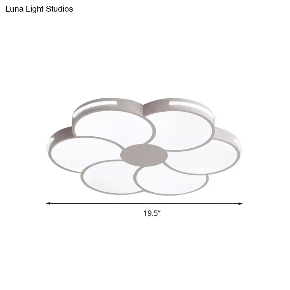 White Flower Shade Led Flush Mount Light Fixture For Hallway With Macron Style Acrylic Design