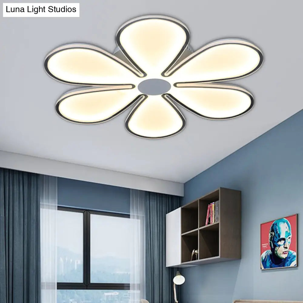 White Flower Study Room Led Ceiling Lamp- Acrylic Creative Design