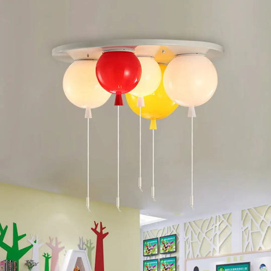 White Flush Mount Acrylic Balloon Ceiling Light Fixture - Nursery Lighting With 3/5 Heads 5 /