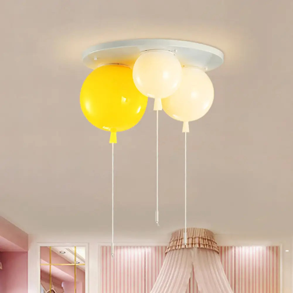 White Flush Mount Acrylic Balloon Ceiling Light Fixture - Nursery Lighting With 3/5 Heads 3 /