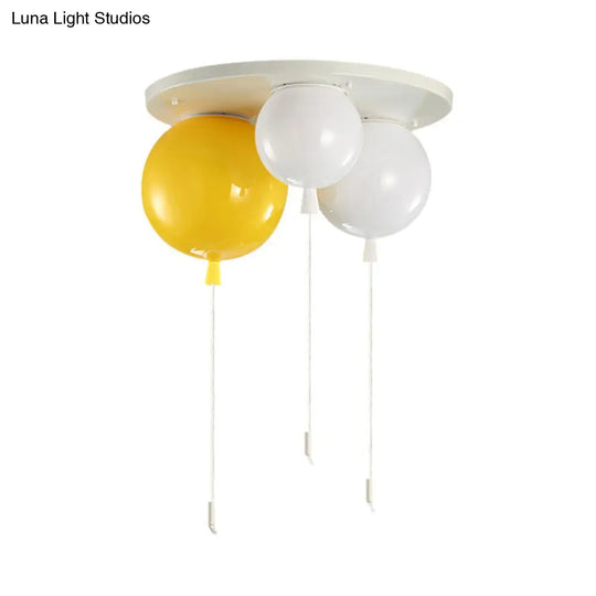 White Flush Mount Acrylic Balloon Ceiling Light Fixture - Nursery Lighting With 3/5 Heads