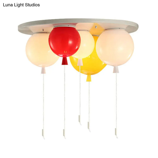 White Flush Mount Acrylic Balloon Ceiling Light Fixture - Nursery Lighting With 3/5 Heads