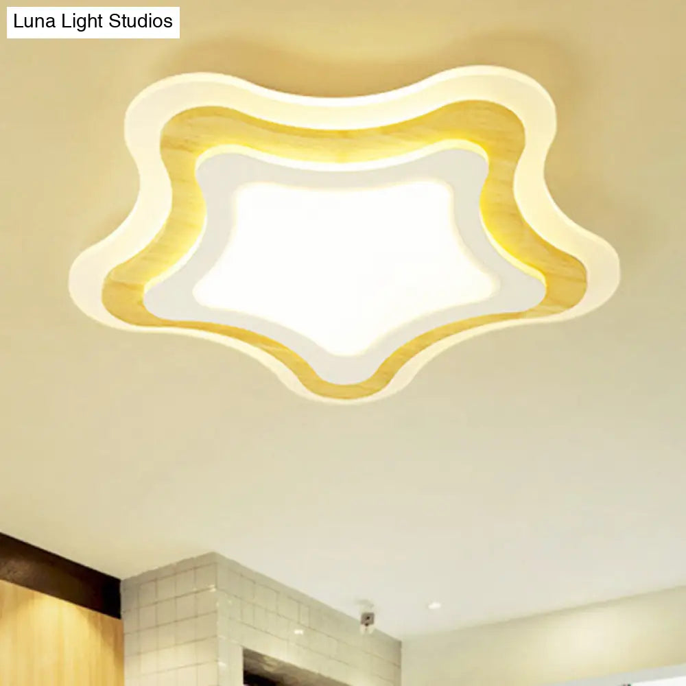 White Flush Mount Acrylic Ceiling Lamp For Kids Study & Dining Room