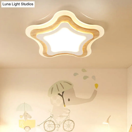 White Flush Mount Acrylic Ceiling Lamp For Kids Study & Dining Room / Warm