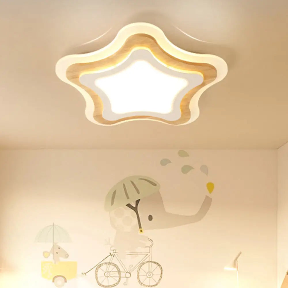 White Flush Mount Acrylic Ceiling Lamp For Kids’ Study & Dining Room / Warm