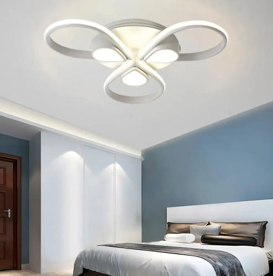 White Flush Mount Ceiling Light With Flower Acrylic Detailing: Modern Contemporary For Living Room