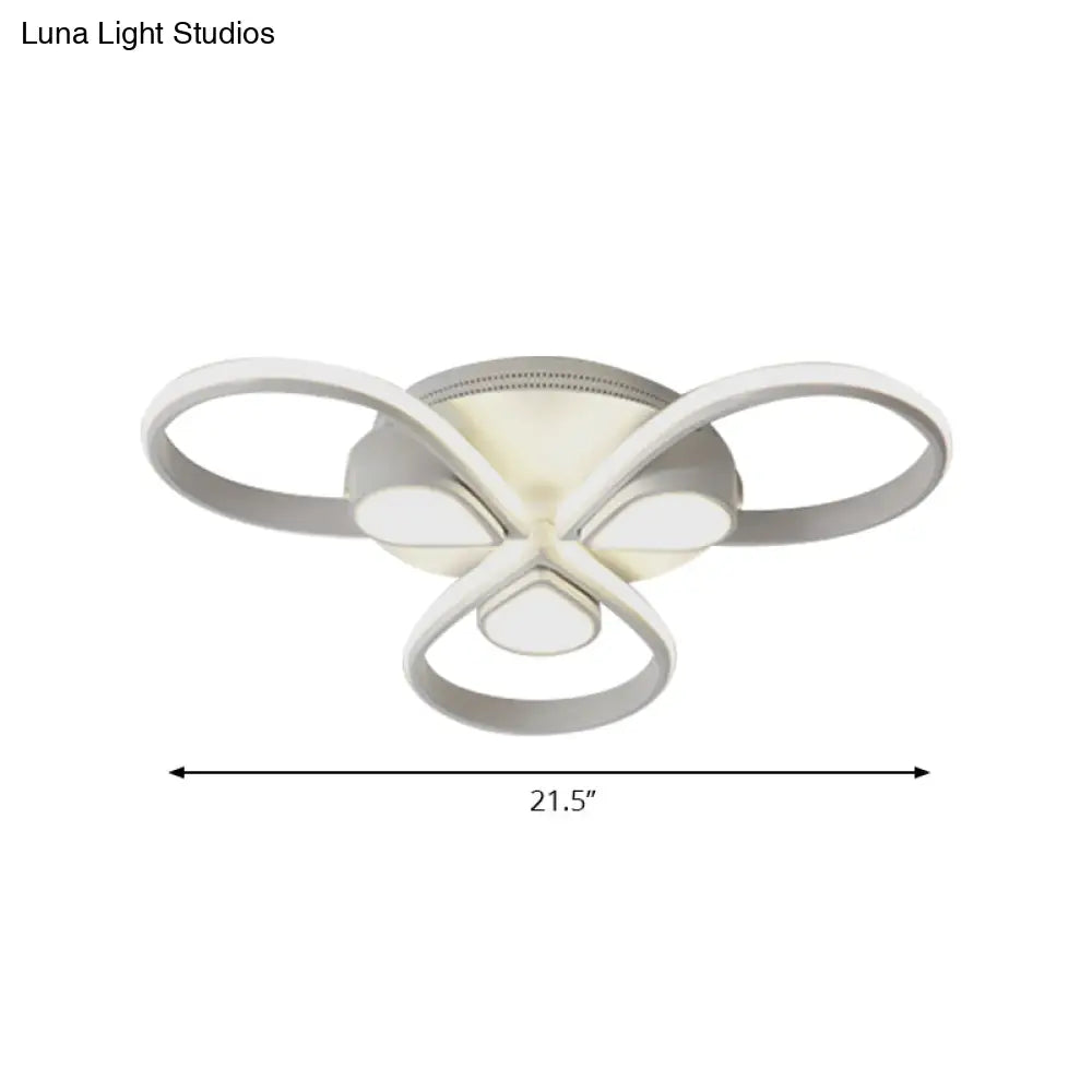 White Flush Mount Ceiling Light With Flower Acrylic Detailing: Modern Contemporary For Living Room