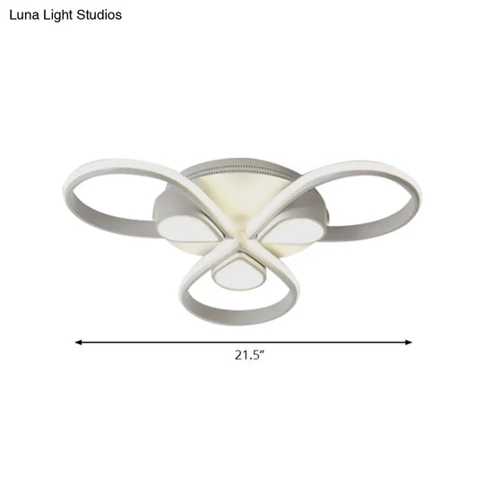 White Flush Mount Ceiling Light With Flower Acrylic Detailing: Modern Contemporary For Living Room