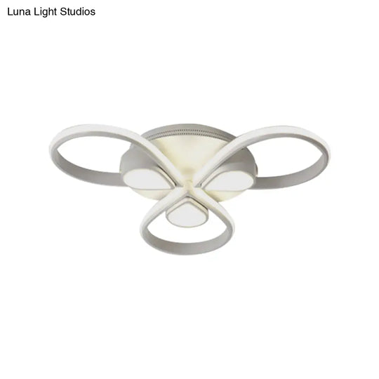 White Flush Mount Ceiling Light With Flower Acrylic Detailing: Modern Contemporary For Living Room