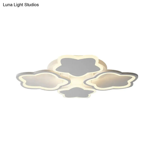 White Flushmount Led Ceiling Lamp - Delightful 4 - Blossom Light Fixture For Baby Girls Bedroom