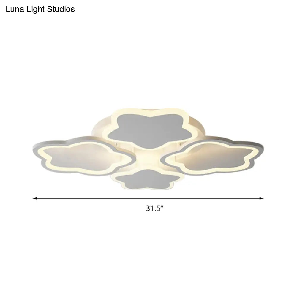 White Flushmount Led Ceiling Lamp - Delightful 4 - Blossom Light Fixture For Baby Girls Bedroom