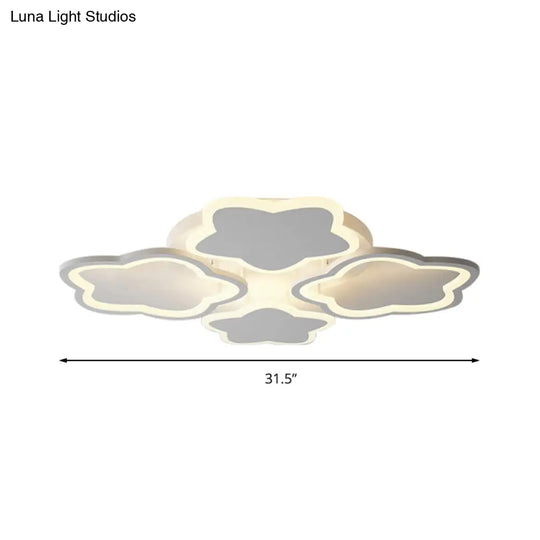 White Flushmount Led Ceiling Lamp - Delightful 4 - Blossom Light Fixture For Baby Girls Bedroom