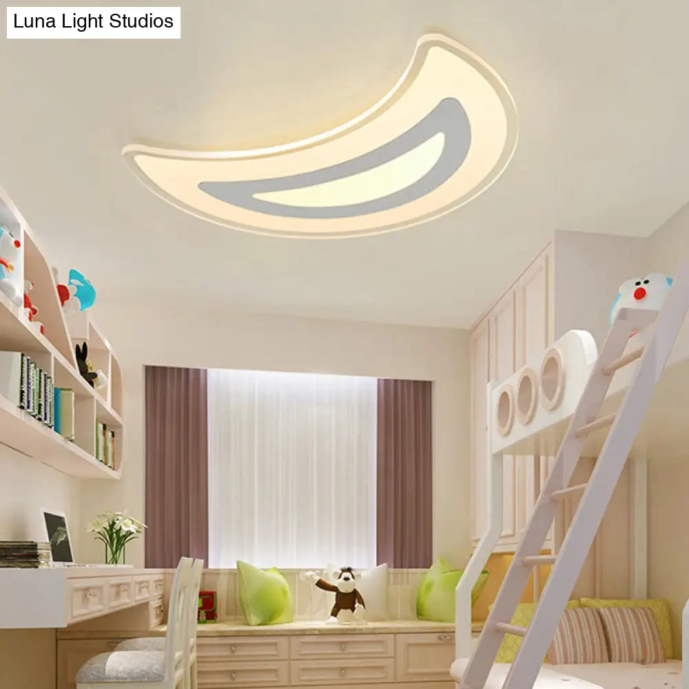 White Flushmount Led Ceiling Light With Crescent Acrylic Design - Ideal For Study Room / 16.5 Warm