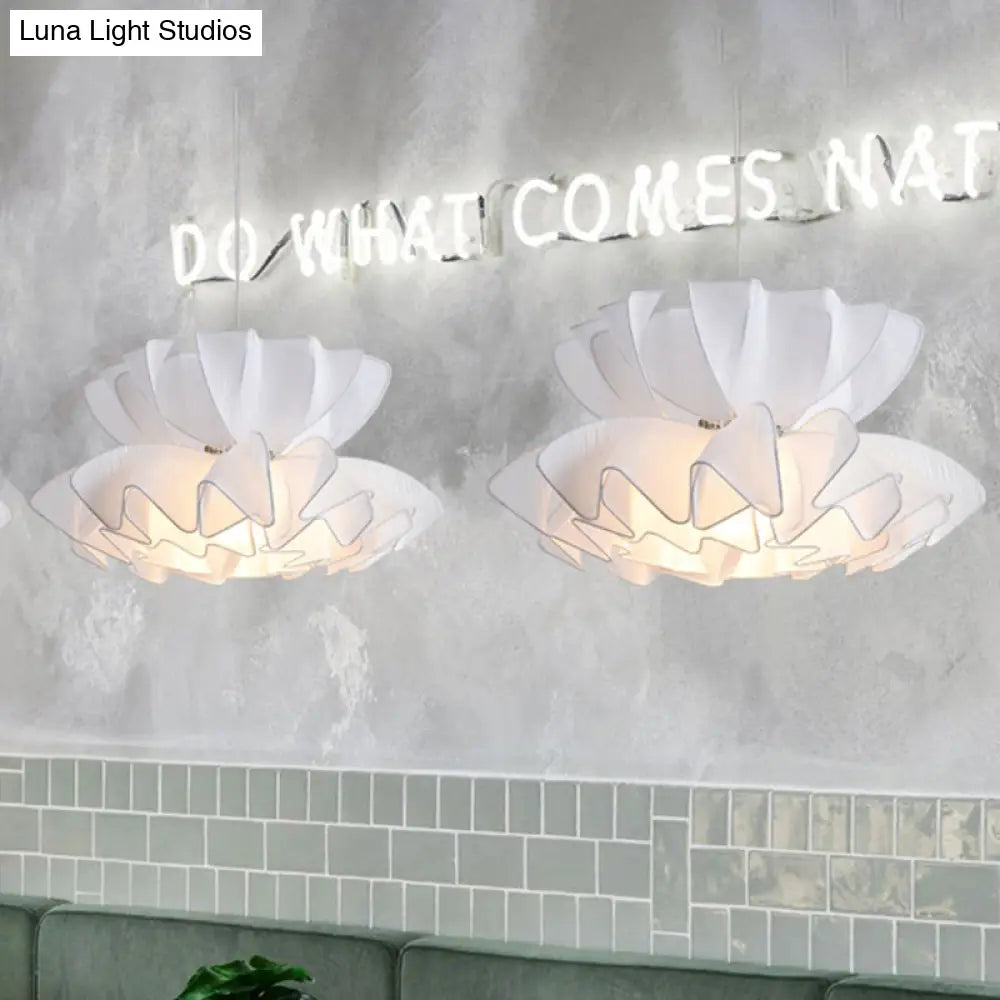White Frill Restaurant Ceiling Pendant Lamp Kit - 2-Tier Modernist Design