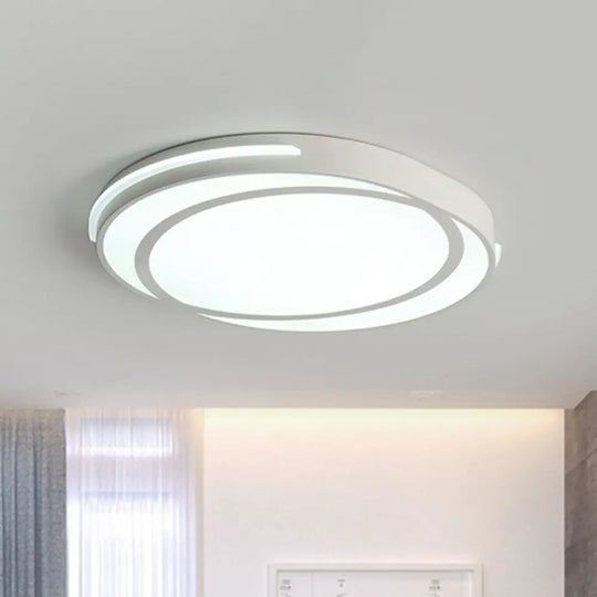 White Geometric Acrylic Led Ceiling Flush Mount Light / Small Round