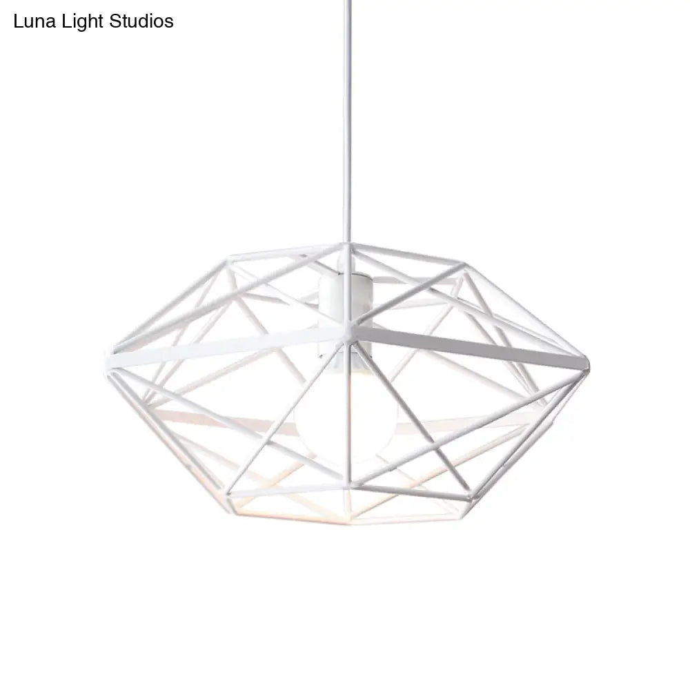 White Geometric Pendant Light With Down Lighting For Contemporary Dining Rooms