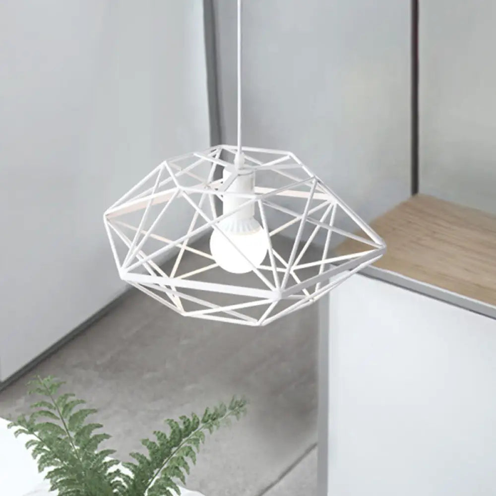 White Geometric Pendant Light With Down Lighting For Contemporary Dining Rooms